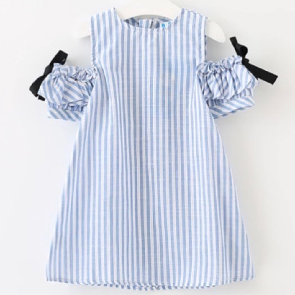 Little girls cold shoulder stripe dress